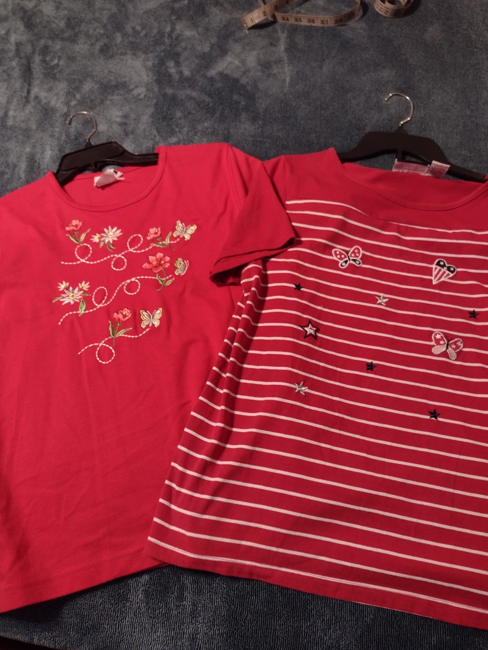 BonWorth Girls' Bright Pink Embroidered & Striped Short-Sleeve Tees - Set of 2